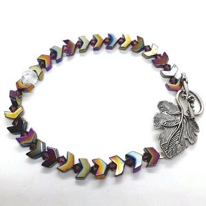 8.25 inch iridescent hematite bracelet